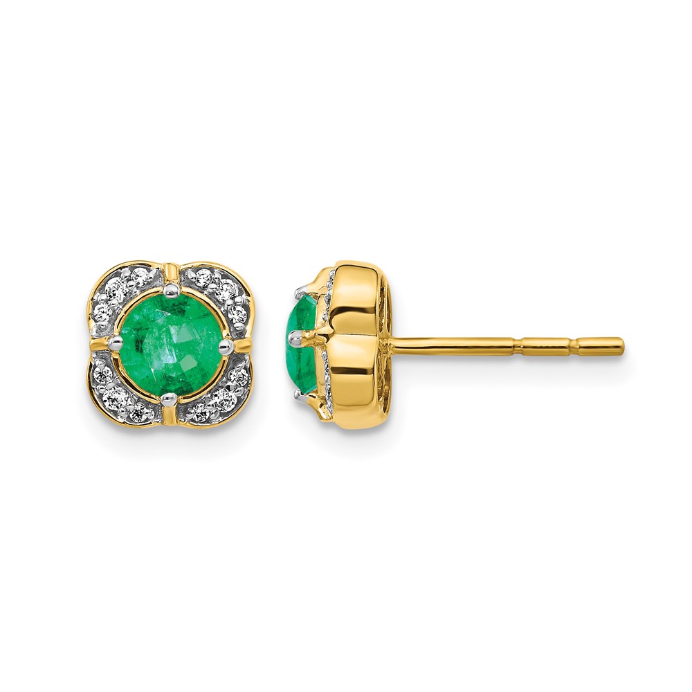 14k Diamond and Emerald Fancy Earrings (EM3923-EM-010-YA)