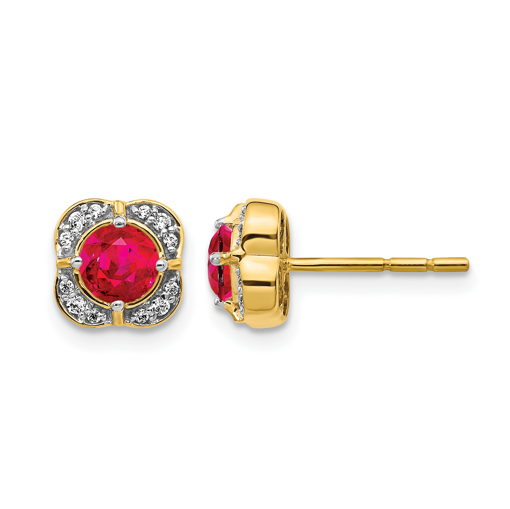 14k Diamond and Ruby Fancy Earrings (EM3923-RU-010-YA)