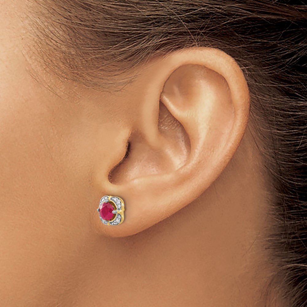 14k Diamond and Ruby Fancy Earrings (EM3923-RU-013-YA)