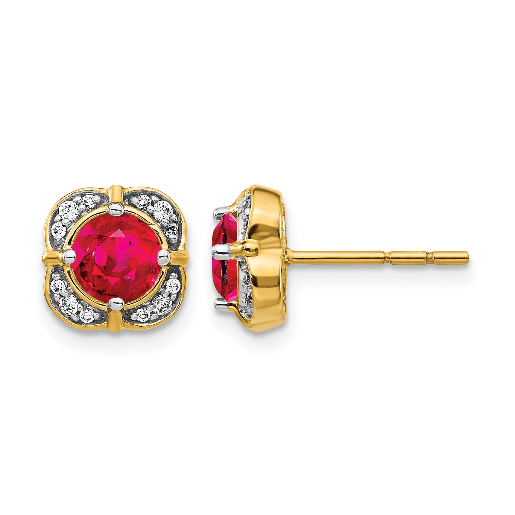 14k Diamond and Ruby Fancy Earrings (EM3923-RU-013-YA)