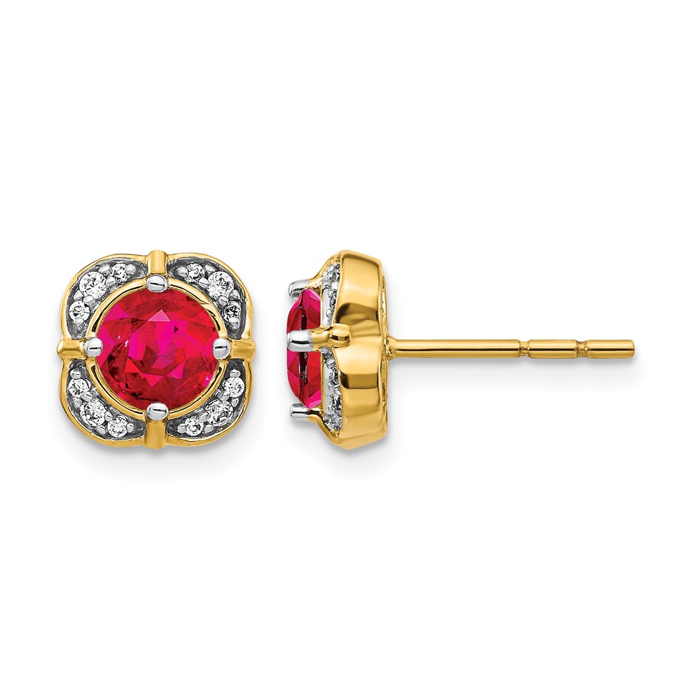 14k Diamond and Ruby Fancy Earrings (EM3923-RU-013-YA)