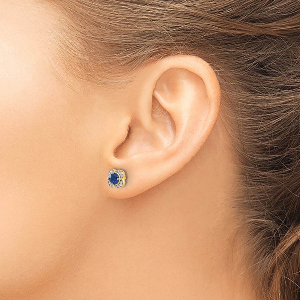 14k Diamond and Sapphire Fancy Earrings (EM3923-SA-009-YA)