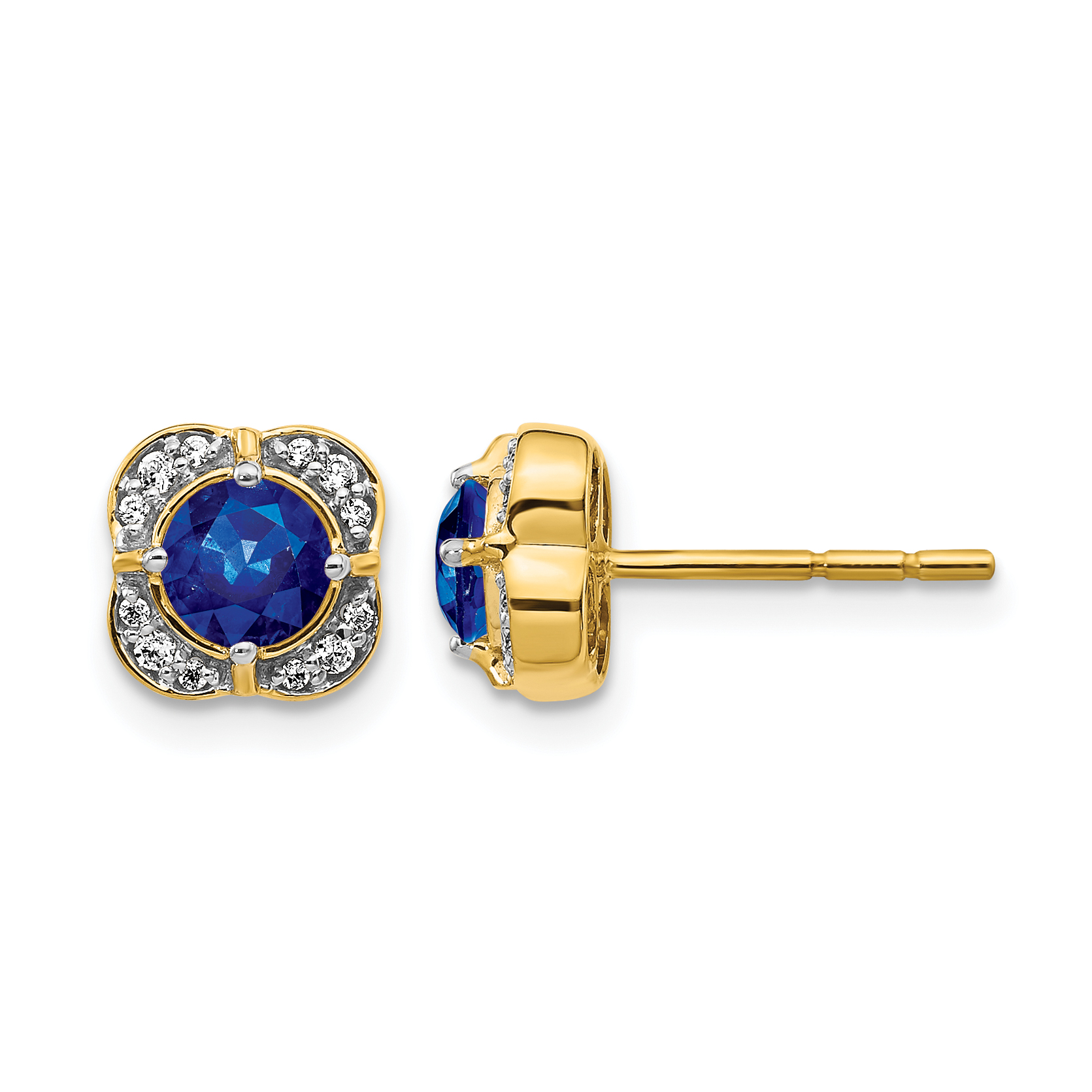 14k Diamond and Sapphire Fancy Earrings (EM3923-SA-010-YA)