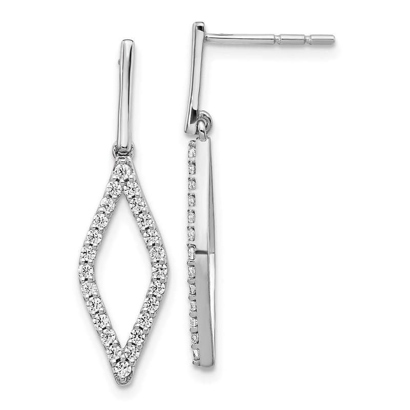 14k White Gold 1/2 carat Lab Grown Diamond VS/SI+ G+ Complete Fashion Dangle Post Earrings