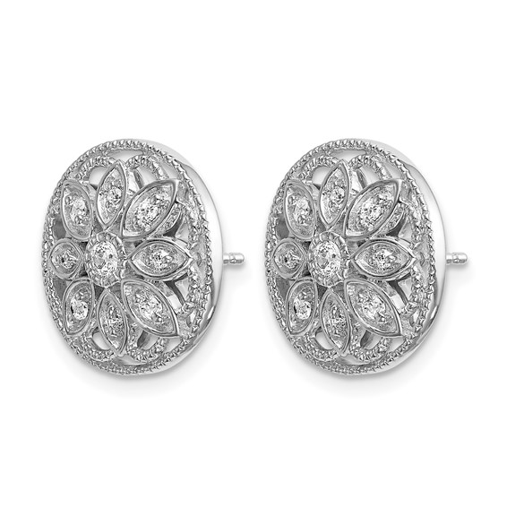 14k White Gold 1/4 carat Diamond Fancy Floral Post Earrings