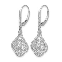 14K White Gold 0.50 Carat Lab Grown Diamond VS SI+ G+ Complete Fashion Leverback Earrings view 2