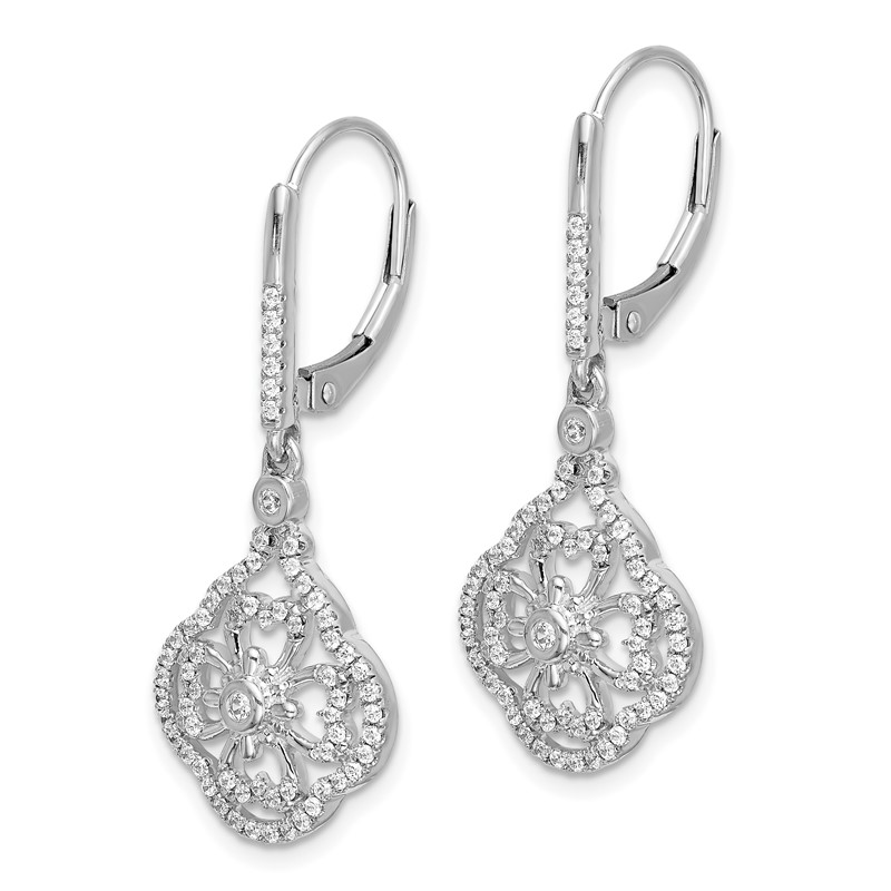 14k White Gold 1/2 carat Lab Grown Diamond VS/SI+ G+ Complete Fashion Leverback Earrings