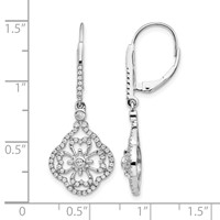 14K White Gold 0.50 Carat Lab Grown Diamond VS SI+ G+ Complete Fashion Leverback Earrings view 4