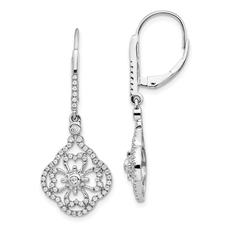 14k White Gold 1/2 carat Lab Grown Diamond VS/SI+ G+ Complete Fashion Leverback Earrings