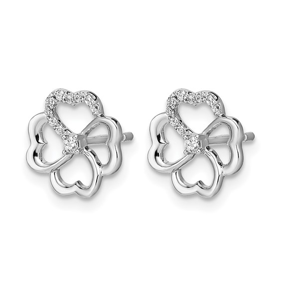 14k White Gold 1/10 carat Diamond Fancy Clover Post Earrings