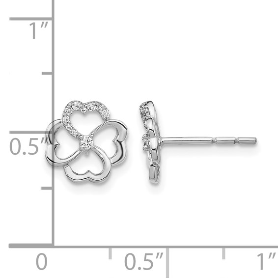 14k White Gold 1/10 carat Diamond Fancy Clover Post Earrings