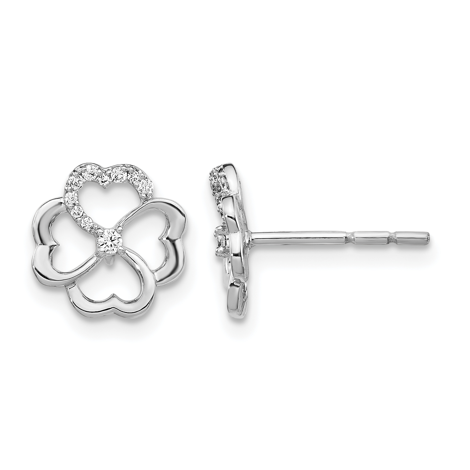 14k White Gold Diamond Fancy Clover Earrings (EM3982-010-WA)