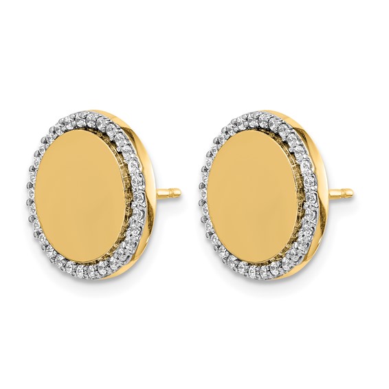 14k White Gold 1/3 carat Diamond Fancy Circle Post Earrings