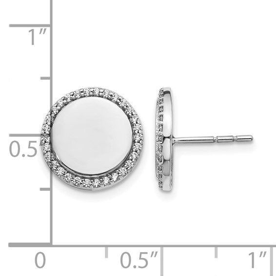 14k White Gold 1/3 carat Diamond Fancy Circle Post Earrings