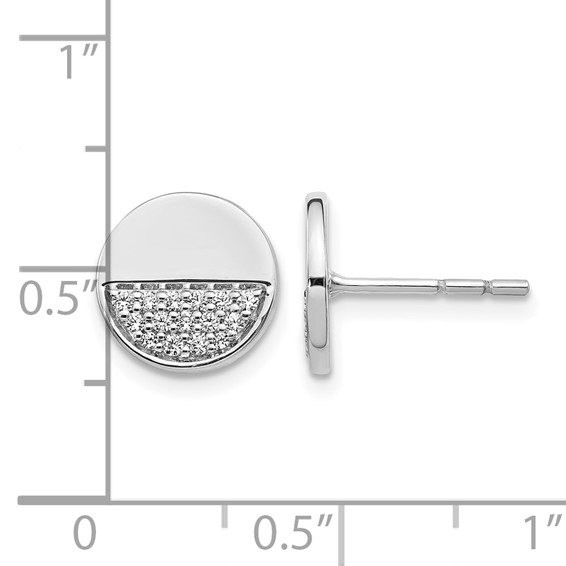 14k White Gold 1/5 carat Diamond Fancy Circle Post Earrings