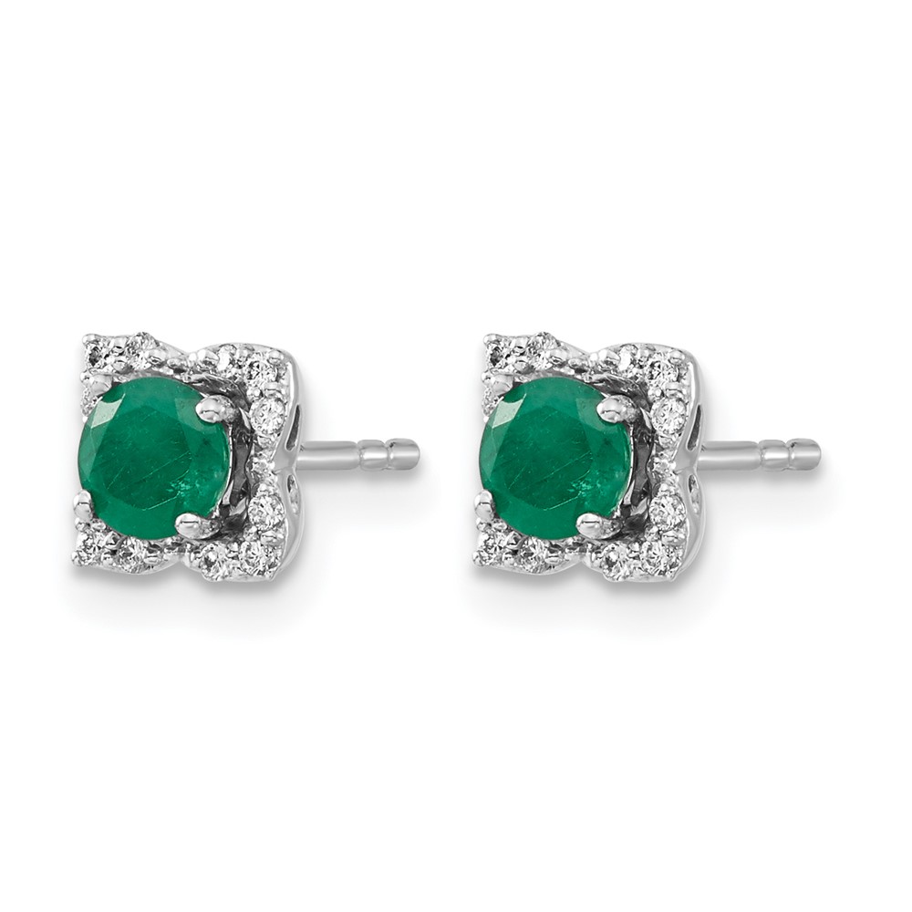 14k White Gold Diamond and Emerald Stud w/ Jacket Earrings (EM4022-EM-010-WA)