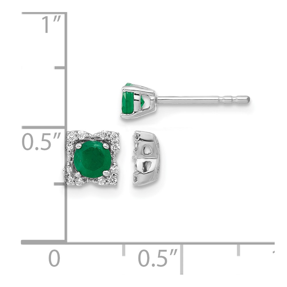 14k White Gold Diamond and Emerald Stud w/ Jacket Earrings (EM4022-EM-010-WA)