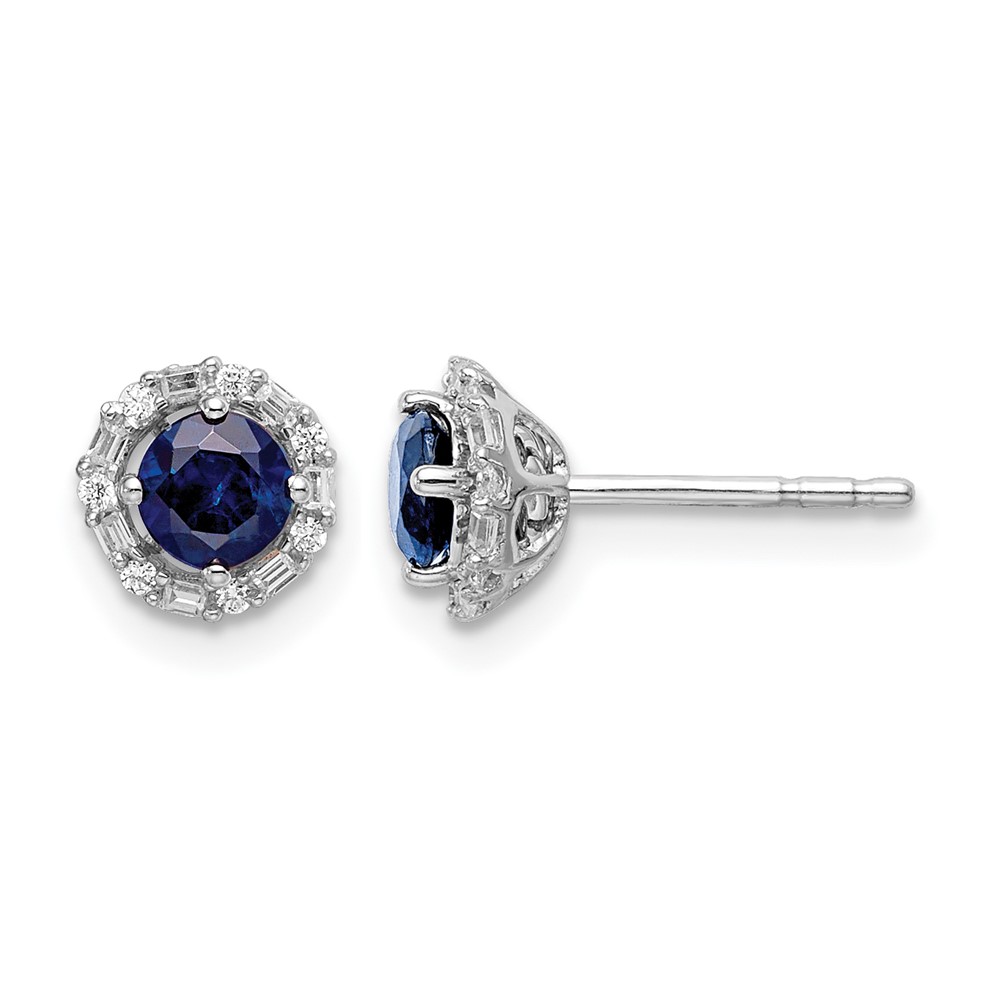 14k White Gold Diamond and Sapphire Stud w/Jacket Earrings (EM4024-SA-007-WA)