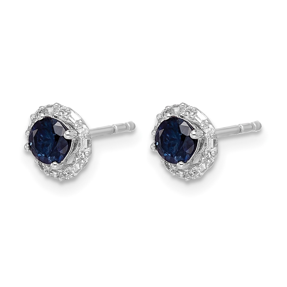 14k White Gold Diamond and Sapphire Stud w/Jacket Earrings (EM4024-SA-007-WA)