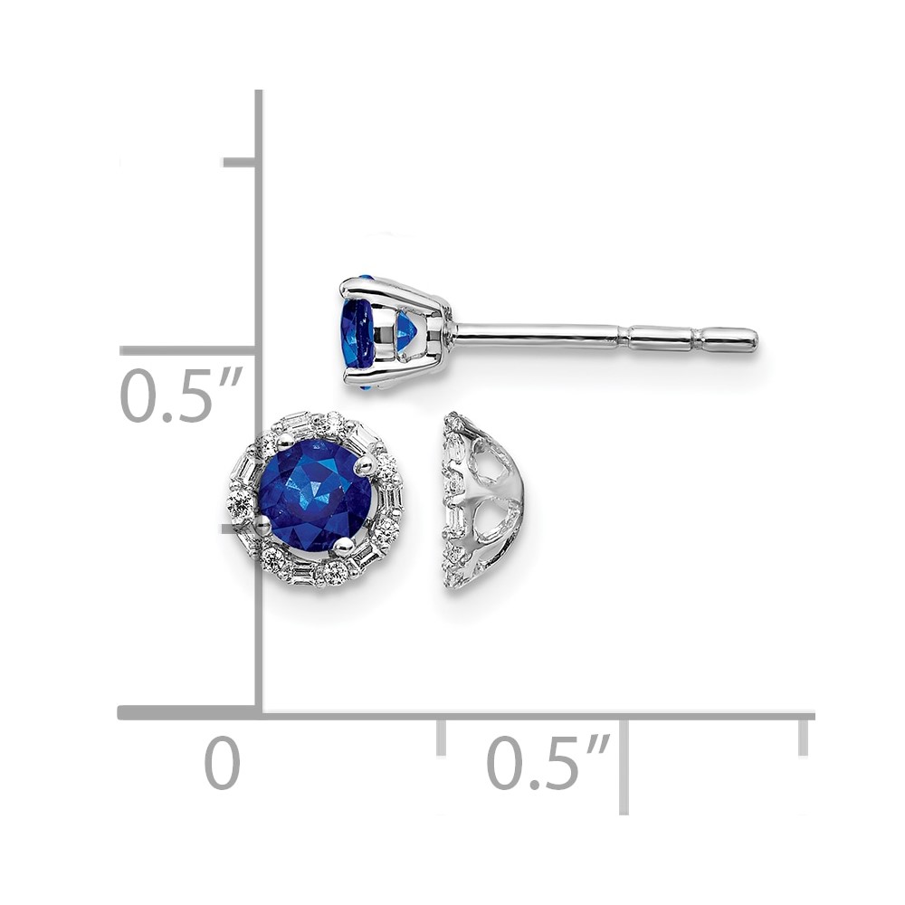 14k White Gold Diamond and Sapphire Stud w/Jacket Earrings (EM4024-SA-007-WA)