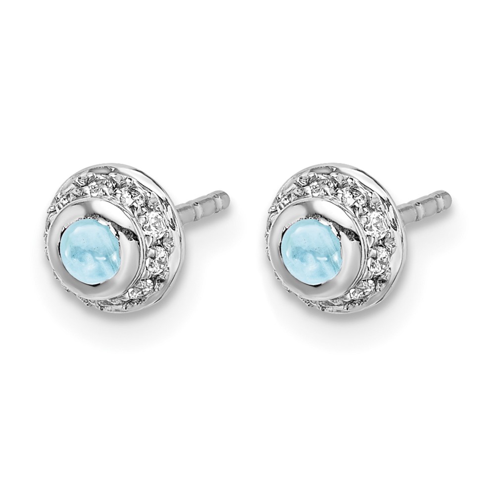 14k White Gold Diamond and Cabochon Aquamarine Earrings (EM4030-AQ-010-WA)