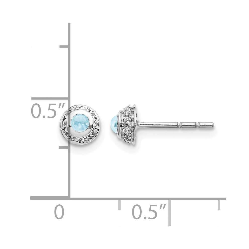 14k White Gold Diamond and Cabochon Aquamarine Earrings (EM4030-AQ-010-WA)