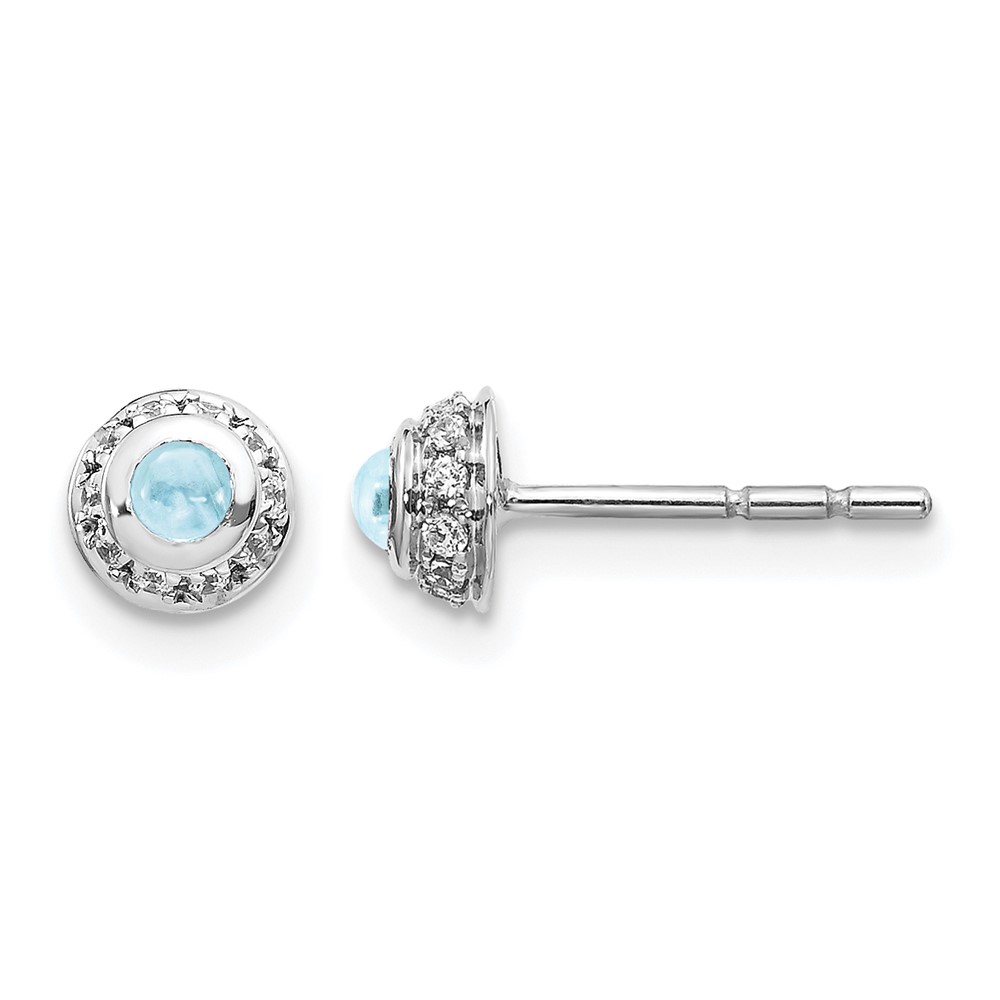 14k White Gold Diamond and Cabochon Aquamarine Earrings (EM4030-AQ-010-WA)