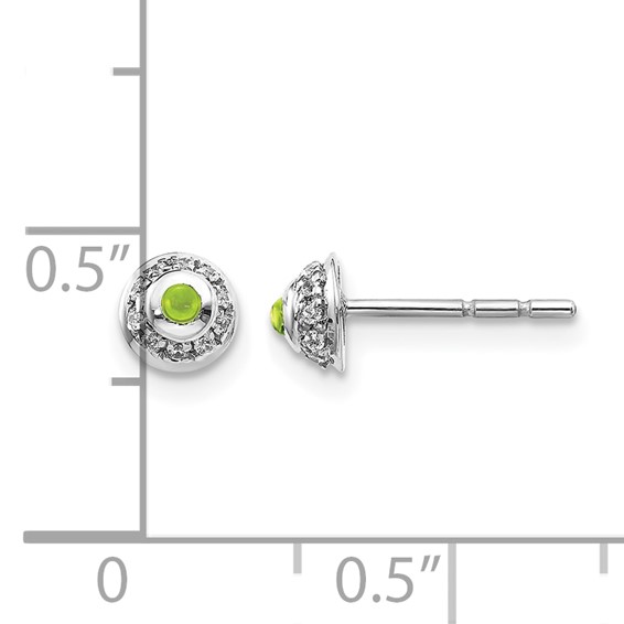 14k White Gold Diamond and Cabochon Peridot Earrings
