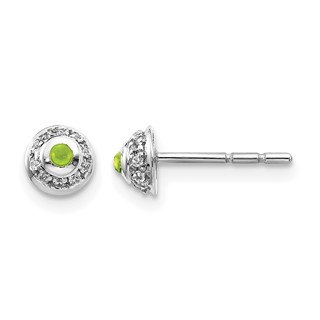 14k White Gold Diamond and Cabochon Peridot Earrings
