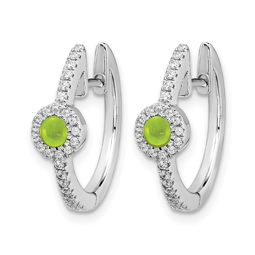 14k White Gold Diamond and Cabochon Peridot Earrings (EM4031-PE-020-WA)