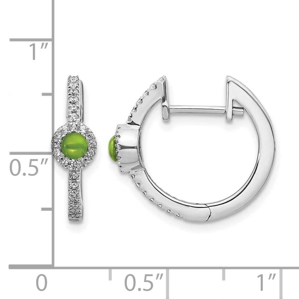 14k White Gold Diamond and Cabochon Peridot Earrings (EM4031-PE-020-WA)