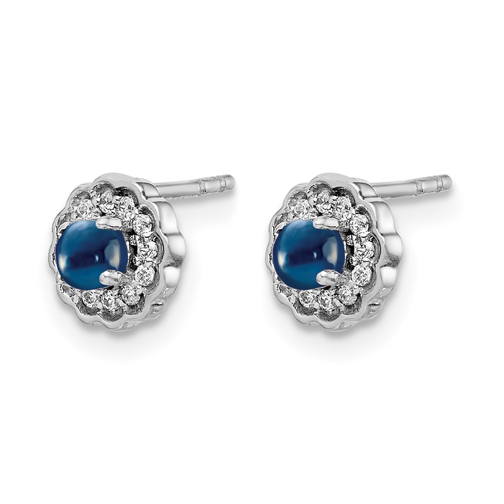 14k White Gold Diamond and Cabochon Sapphire Earrings (EM4032-SA-010-WA)