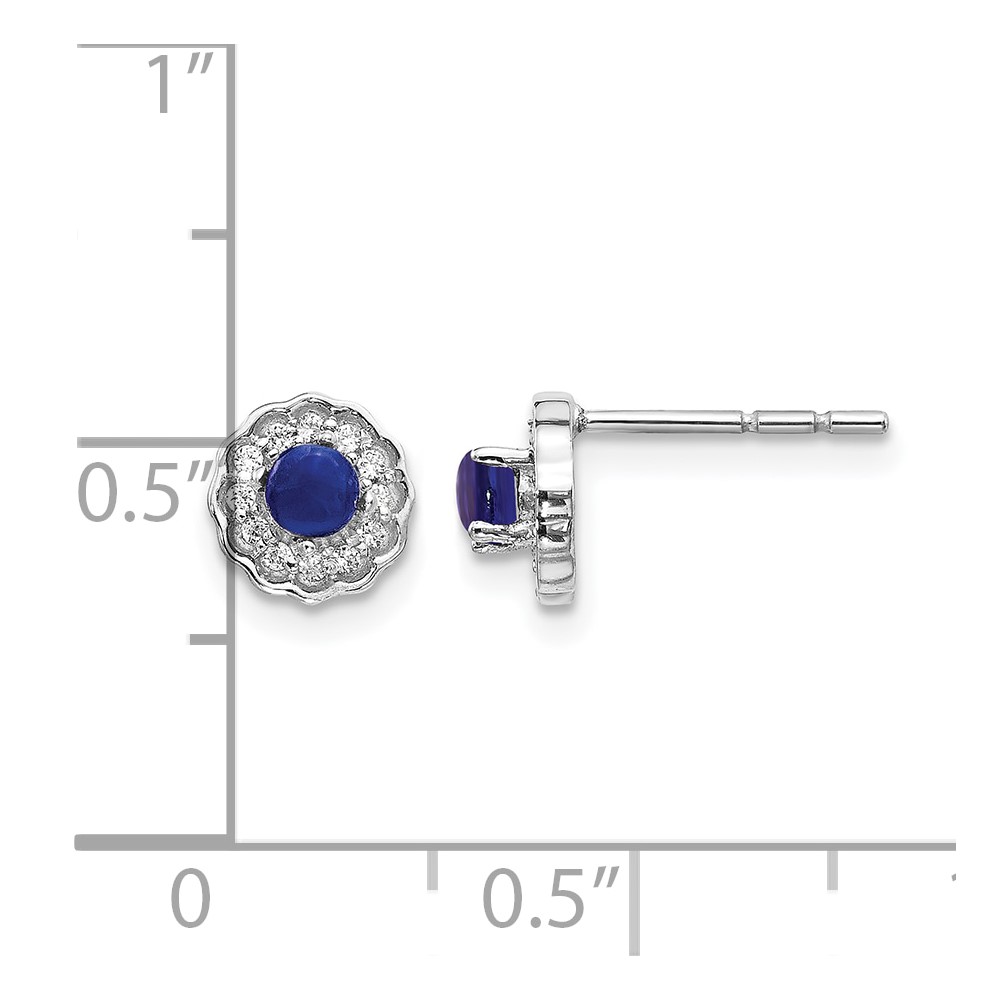 14k White Gold Diamond and Cabochon Sapphire Earrings (EM4032-SA-010-WA)