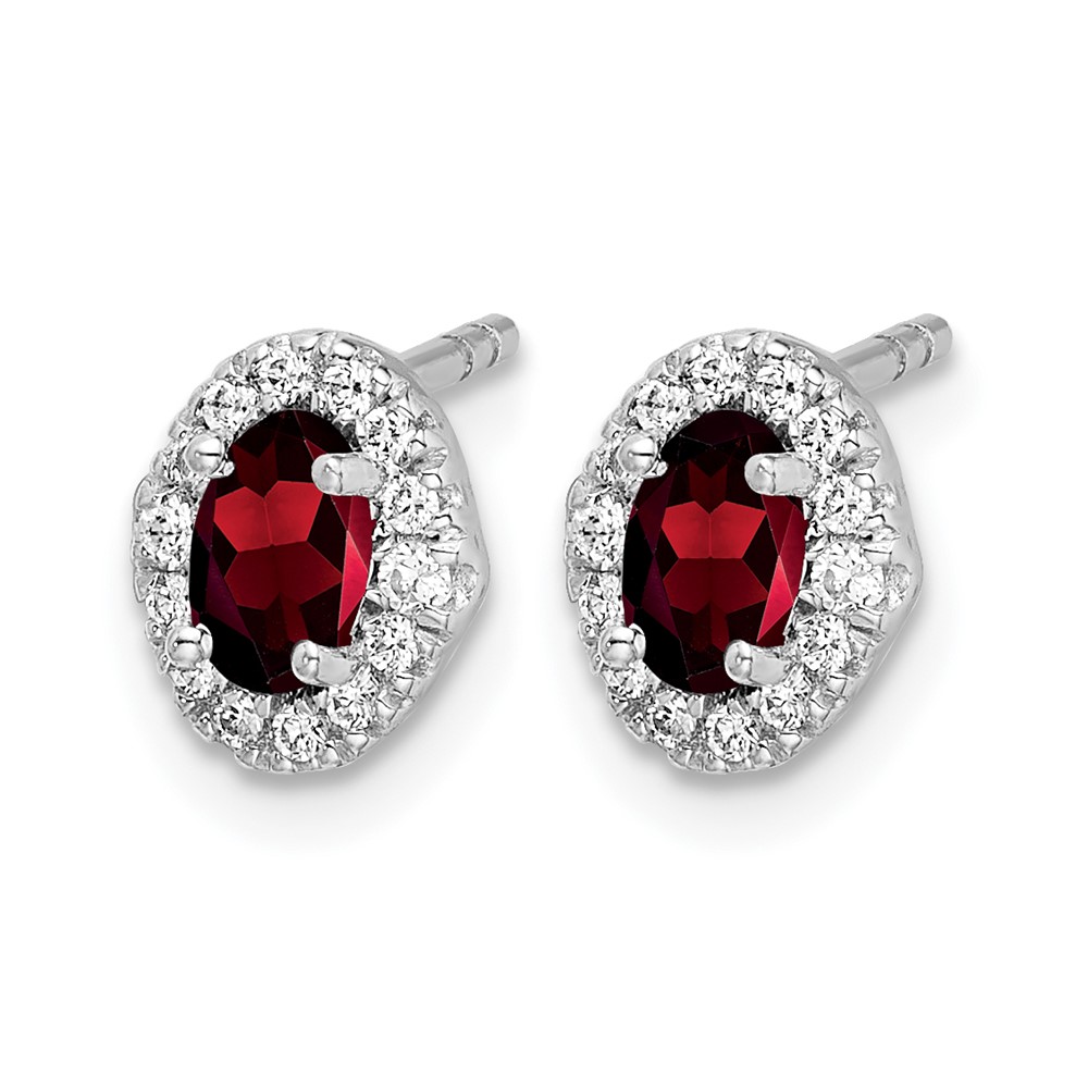 14k White Gold Diamond and Cabochon Garnet Earrings (EM4035-GA-016-WA)