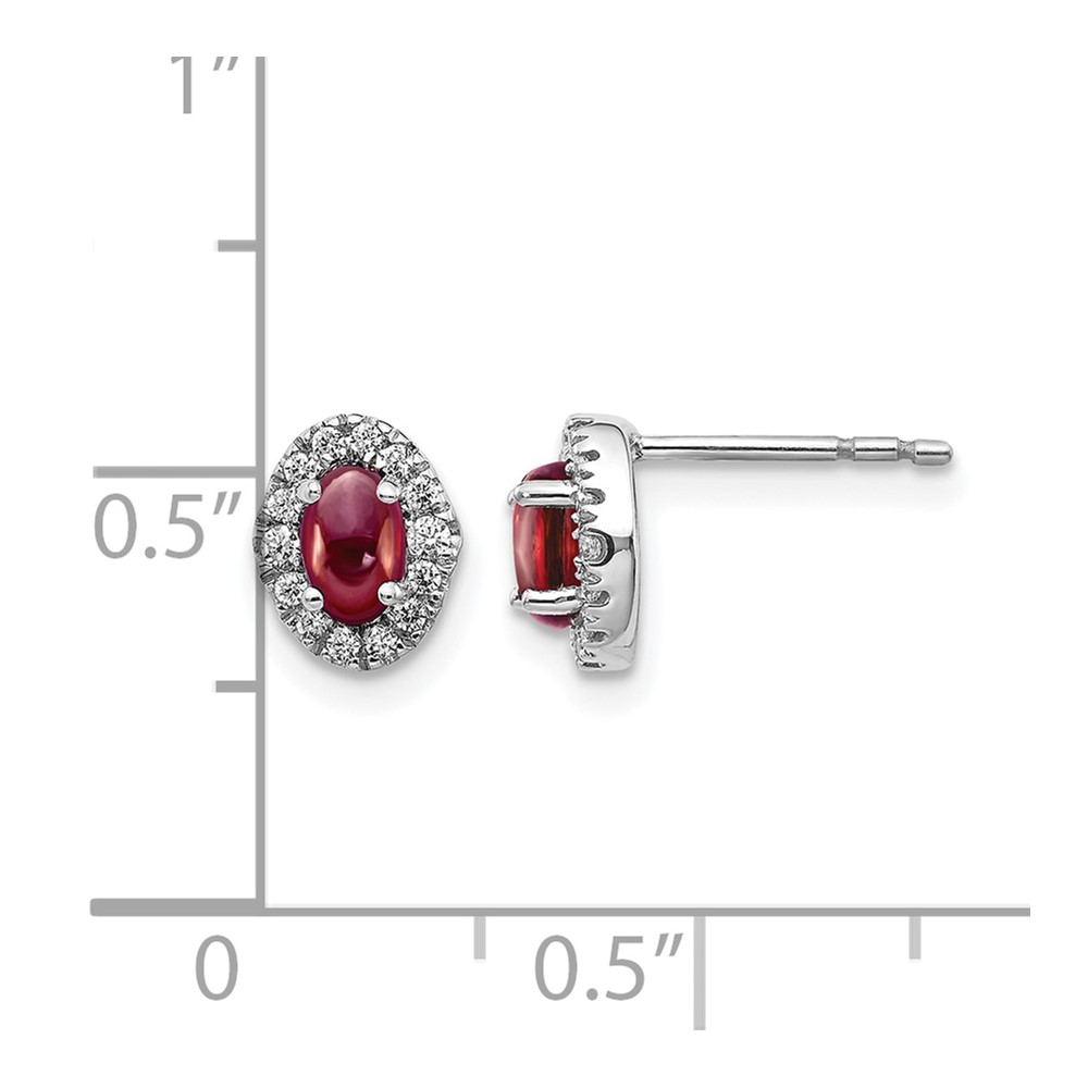 14k White Gold Diamond and Cabochon Garnet Earrings (EM4035-GA-016-WA)