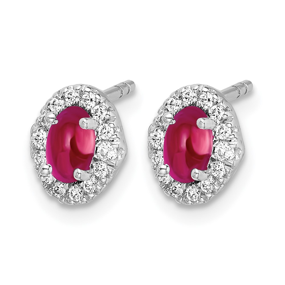 14k White Gold Diamond and Cabochon Ruby Earrings (EM4035-RU-016-WA)