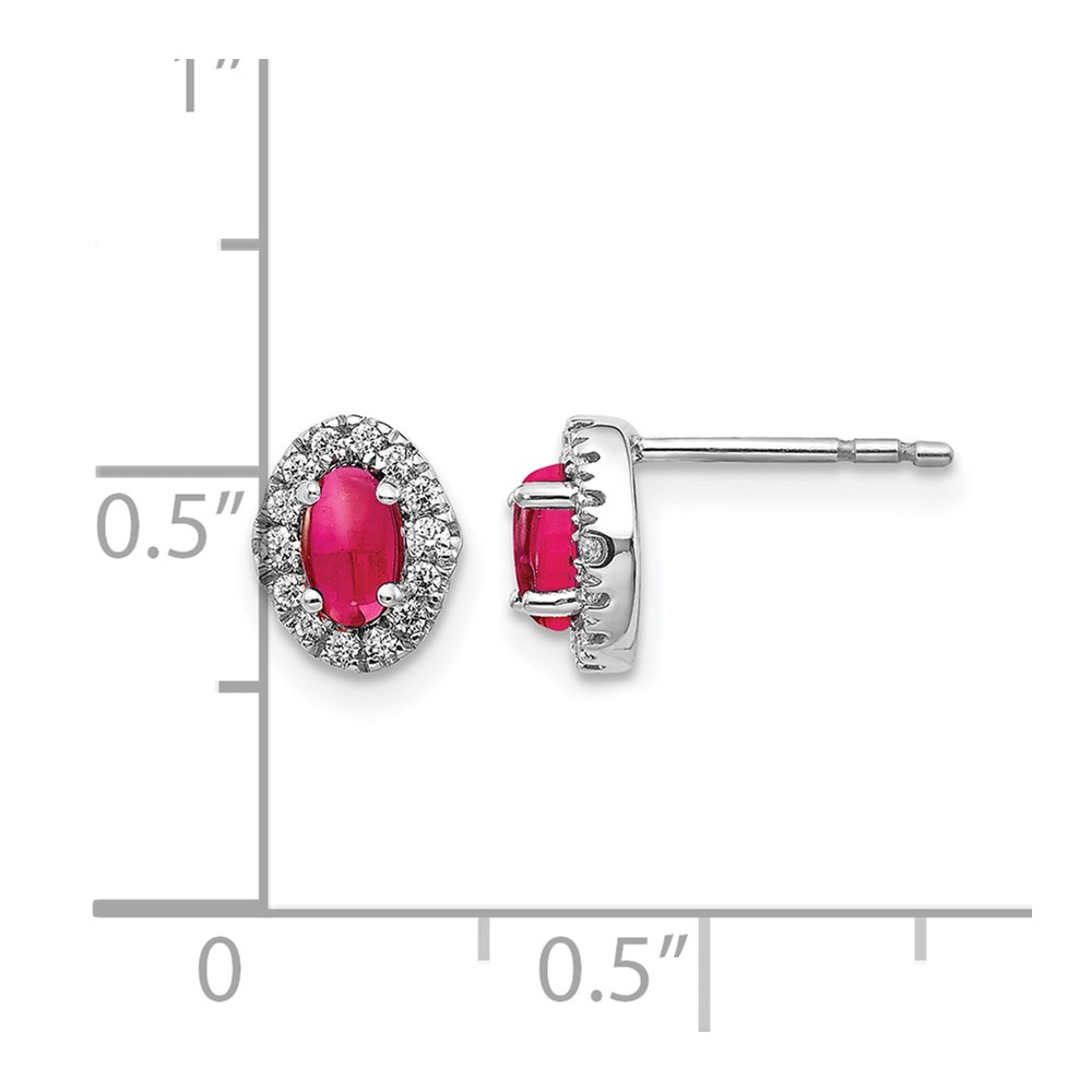 14k White Gold Diamond and Cabochon Ruby Earrings (EM4035-RU-016-WA)