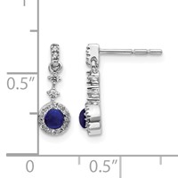 14K White Gold 0.17 Carat Lab Grown Diamond VS SI+ G+ and Cabochon Created Sapphire Complete Dangle Post Earrings view 3