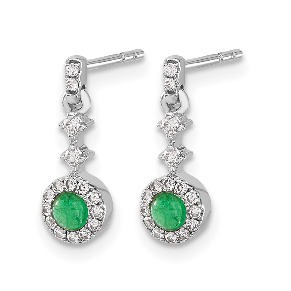 14k White Gold 1/6 carat Lab Grown Diamond VS/SI+ G+ and Created Emerald Complete Dangle Post Earrings (EM4037-CEM-016-WLG)