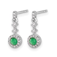14K White Gold 0.17 Carat Lab Grown Diamond VS SI+ G+ and Created Emerald Complete Dangle Post Earrings view 2