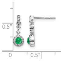 14K White Gold 0.17 Carat Lab Grown Diamond VS SI+ G+ and Created Emerald Complete Dangle Post Earrings view 4