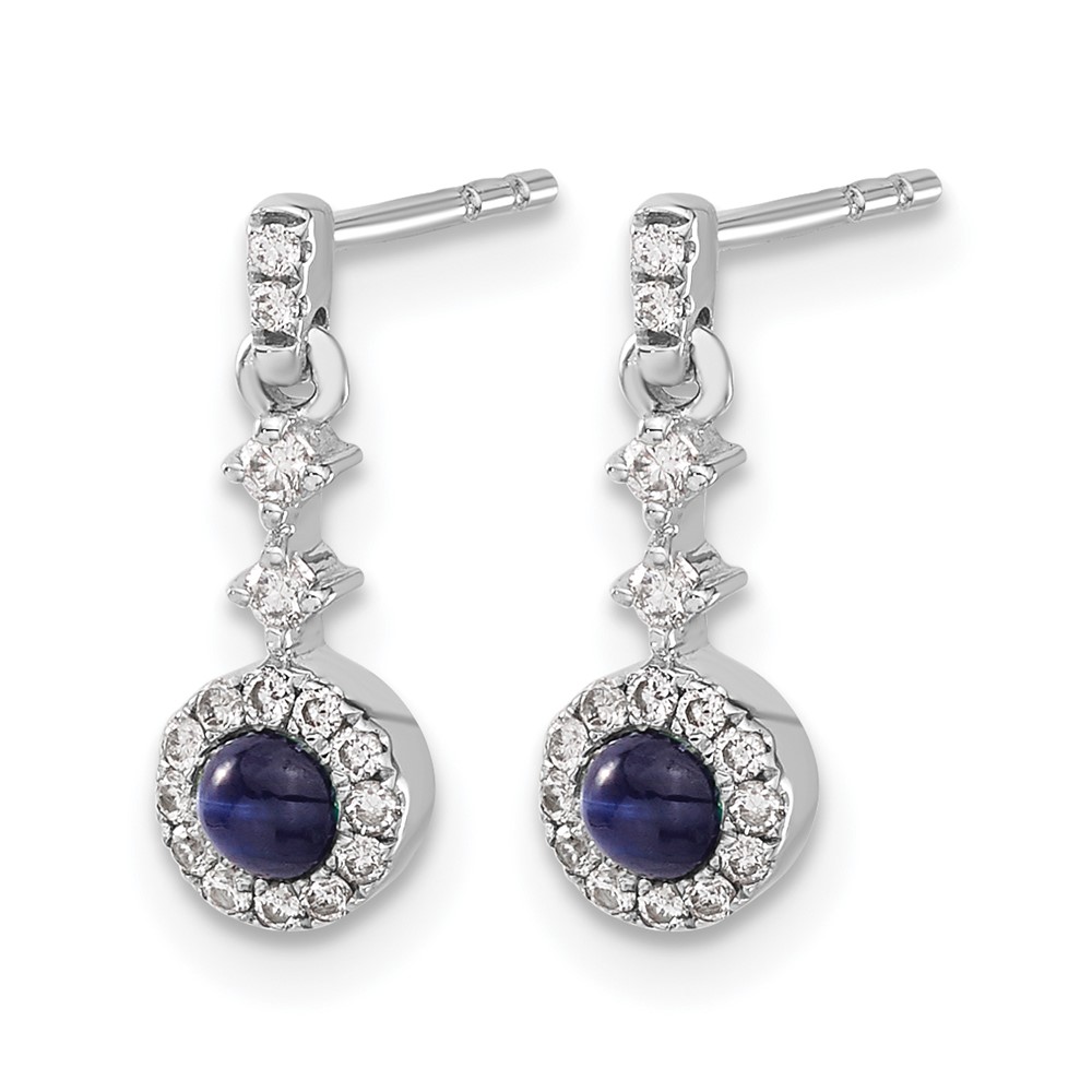 14k White Gold Diamond and Cabochon Sapphire Earrings (EM4037-SA-016-WA)
