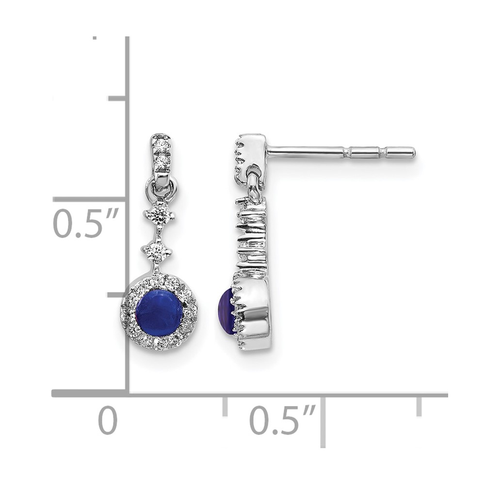14k White Gold Diamond and Cabochon Sapphire Earrings (EM4037-SA-016-WA)