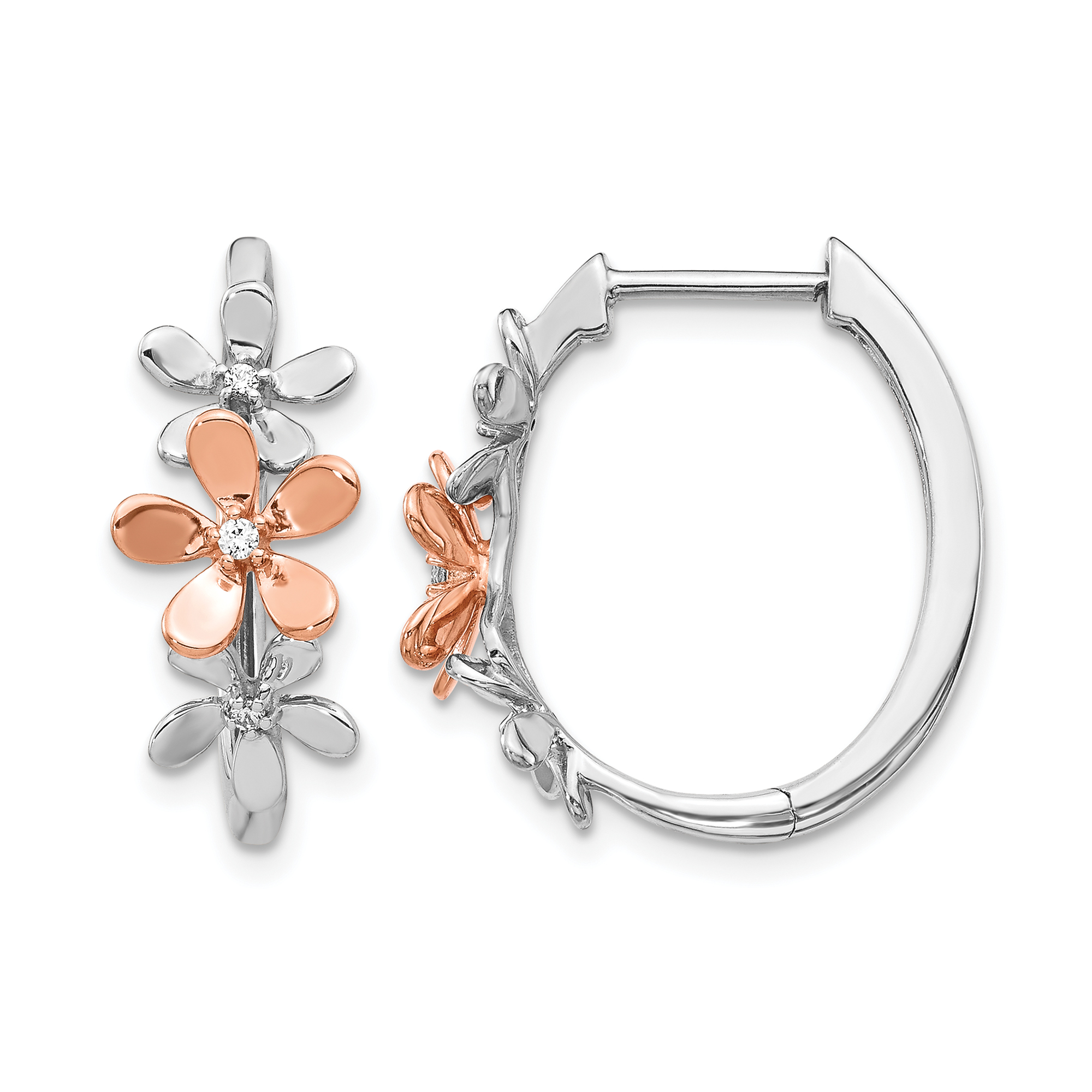 14k Rose and White Gold Diamond Earrings (EM4038-006-RWA)