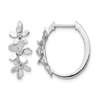 Gold Diamond Oval Hinged Hoop Earrings