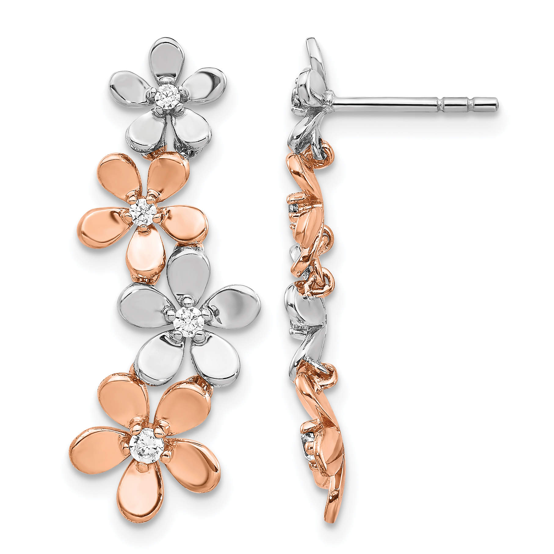 14k Rose and White Gold Diamond Earrings (EM4039-020-RWA)