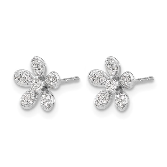 14k White Gold 1/4 carat Diamond Flower Post Earrings