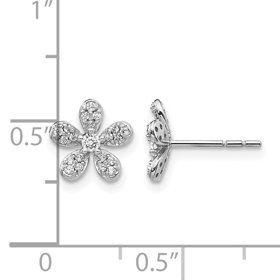 14k White Gold 1/4 carat Diamond Flower Post Earrings