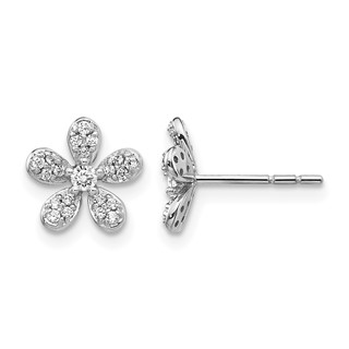 14k White Gold 1/4 carat Diamond Flower Post Earrings