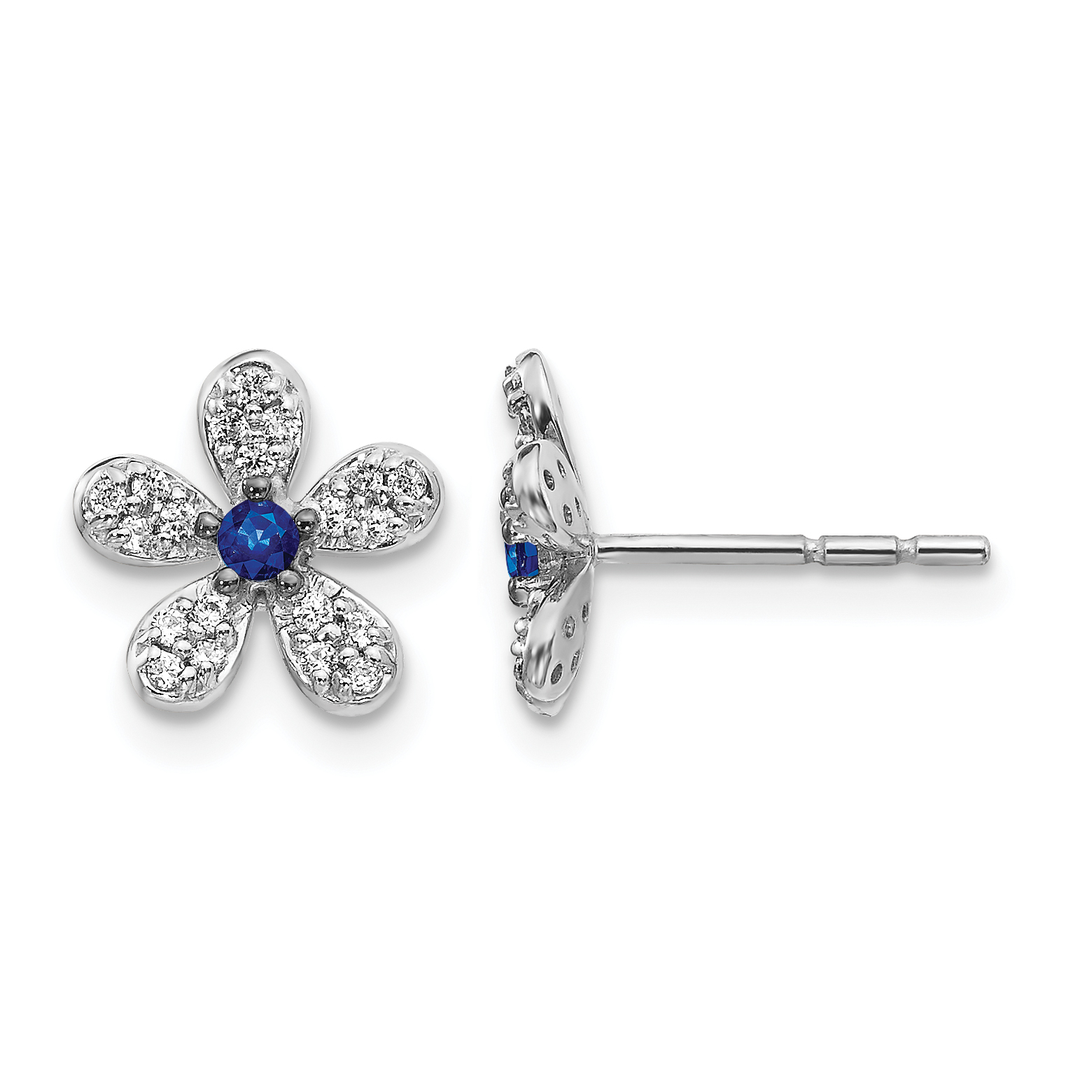 14k White Gold Diamond and Sapphire Earrings (EM4046-SA-016-WA)